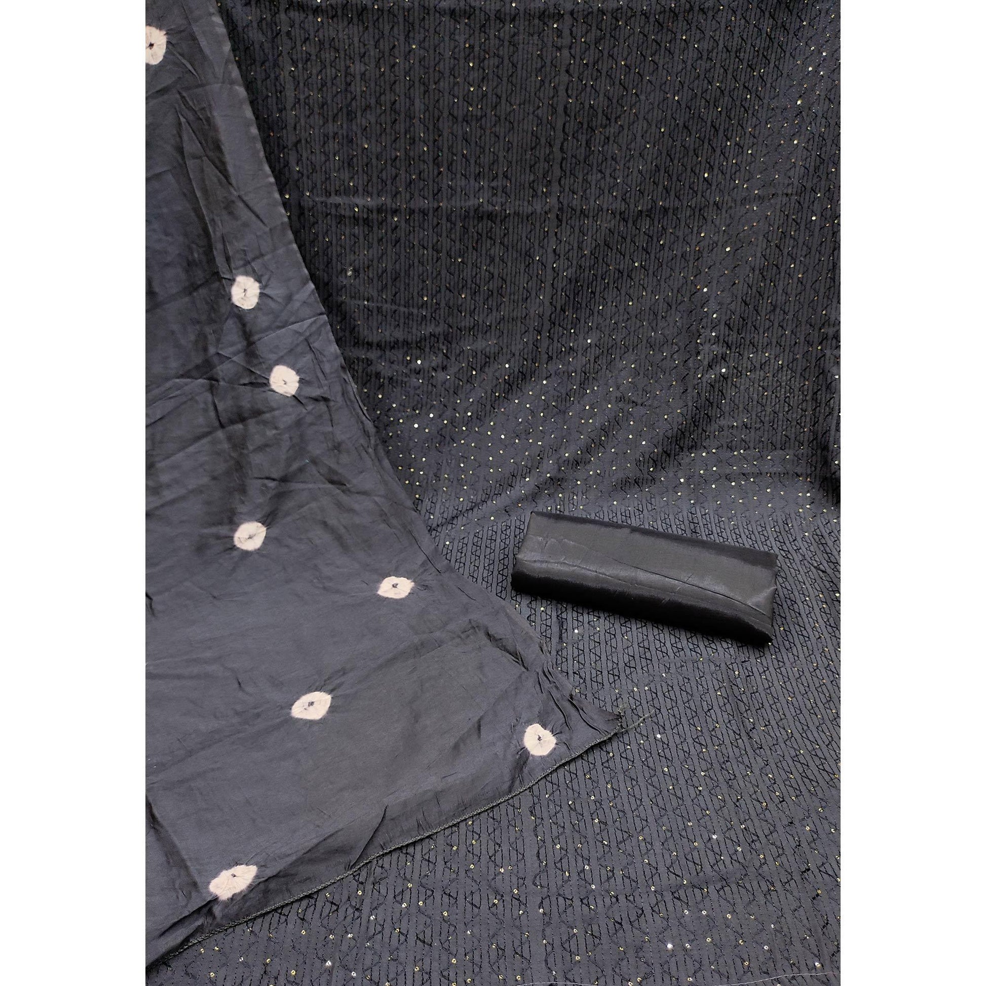 Grey Sequins Embroidered Chanderi Dress Material