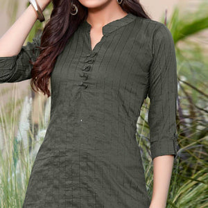 Grey Sequins Embroidered Cotton Silk Top