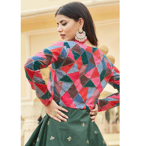 Duck Green Sequins Embroidered Pure Cotton Gown With Koti