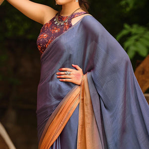 Grey Solid Chiffon Saree