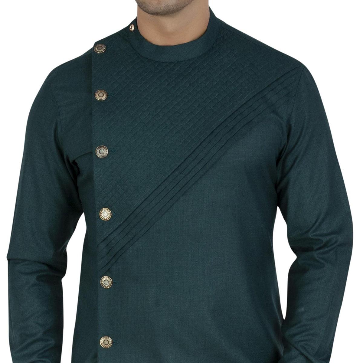 Grey Solid Cotton Blend Men's Kurta Pyjama Set