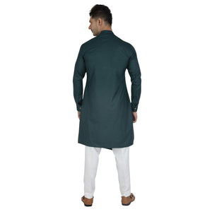 Grey Solid Cotton Blend Men's Kurta Pyjama Set