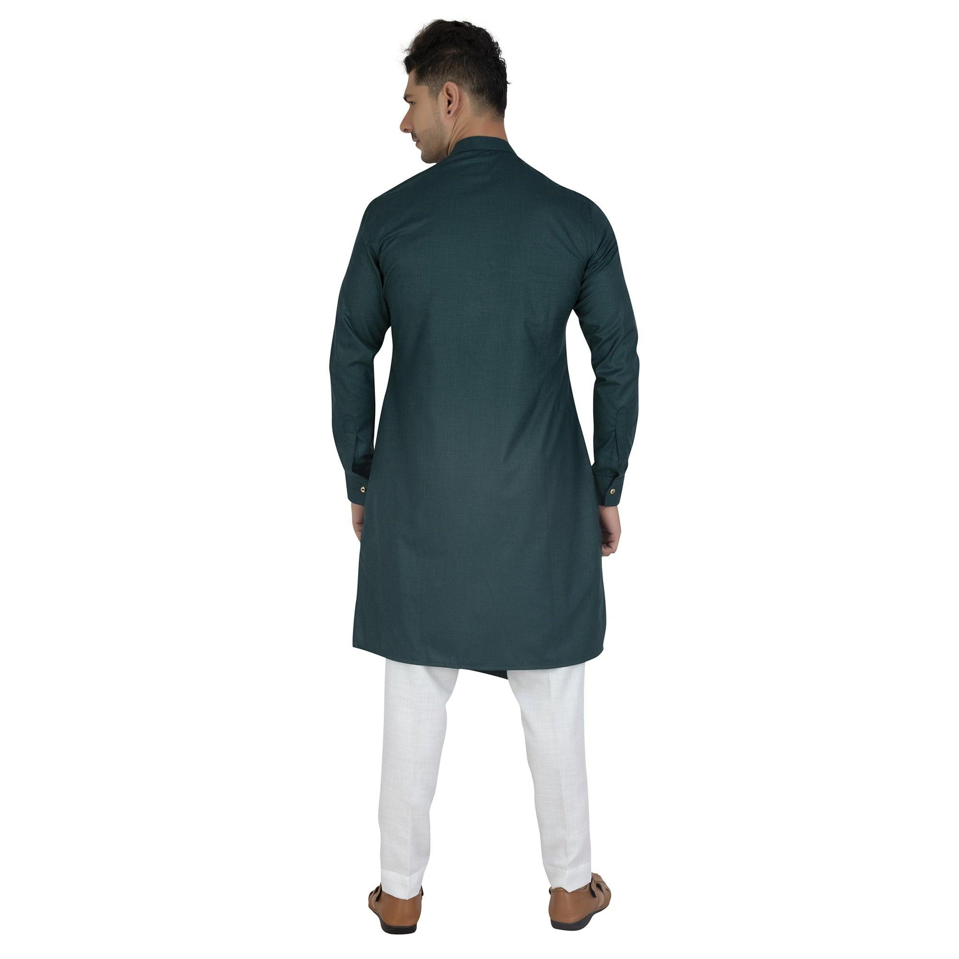Grey Solid Cotton Blend Men's Kurta Pyjama Set