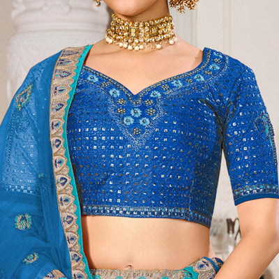 Grey Wedding Wear Embroidered Silk Lehenga Choli