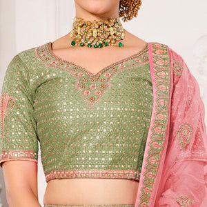 Grey Wedding Wear Embroidered Silk Lehenga Choli