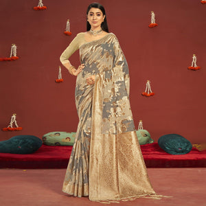 Grey Woven Art Silk Saree