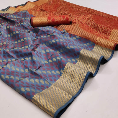 Grey Woven Art Silk Saree