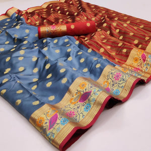 Grey Woven Art Silk Saree