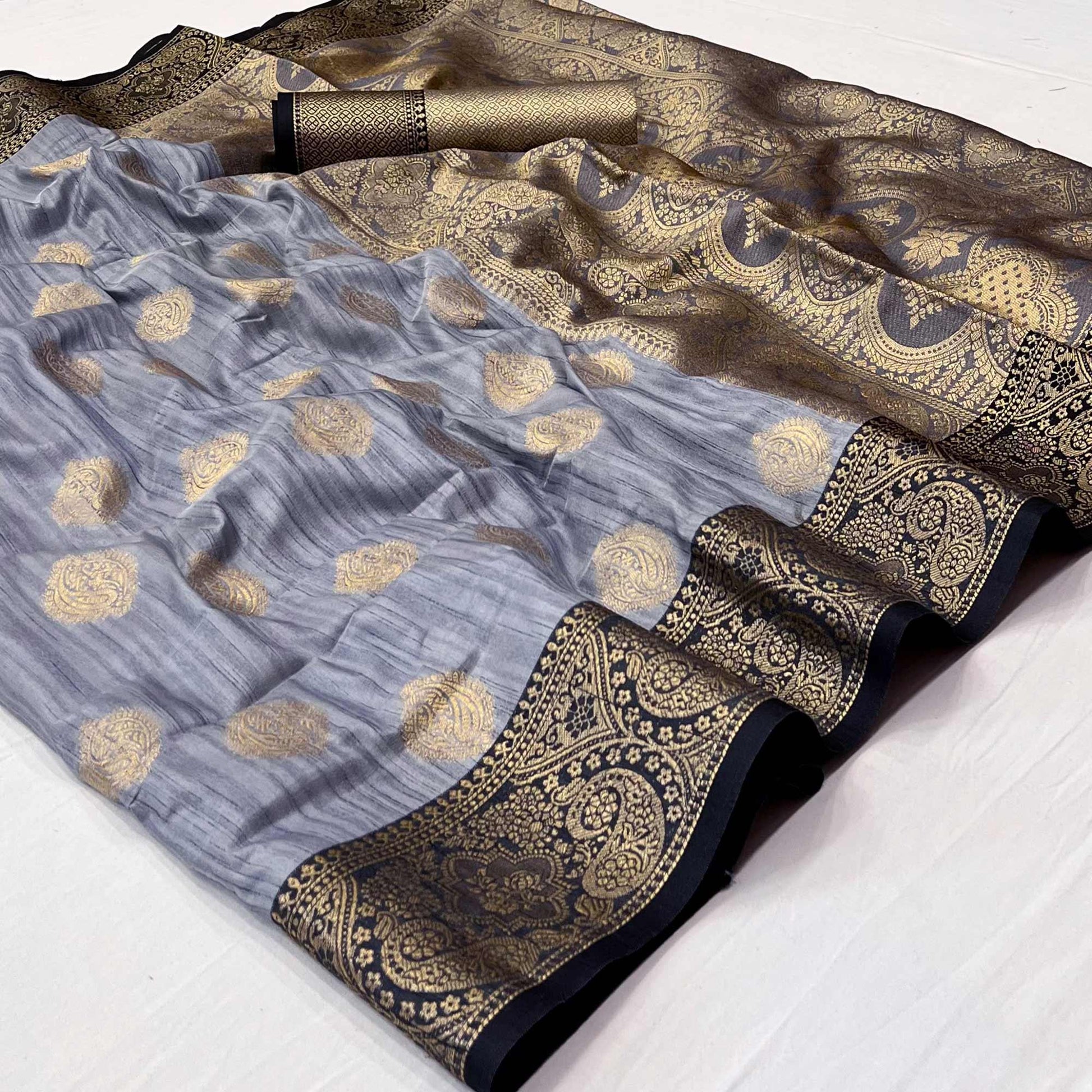 Grey Woven Art Silk Saree
