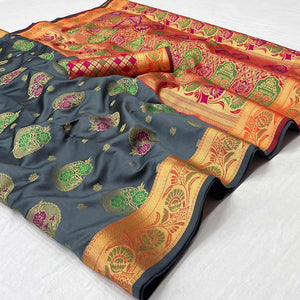 Grey Woven Art Silk Saree
