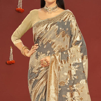 Grey Woven Art Silk Saree
