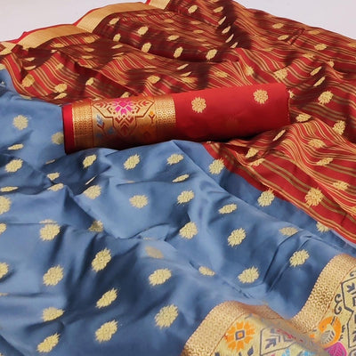 Grey Woven Art Silk Saree