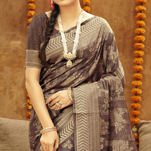 Grey Woven Art Silk Saree