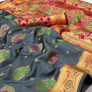 Grey Woven Art Silk Saree