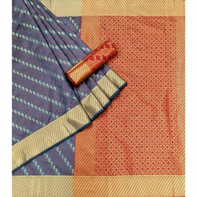 Grey Woven Art Silk Saree