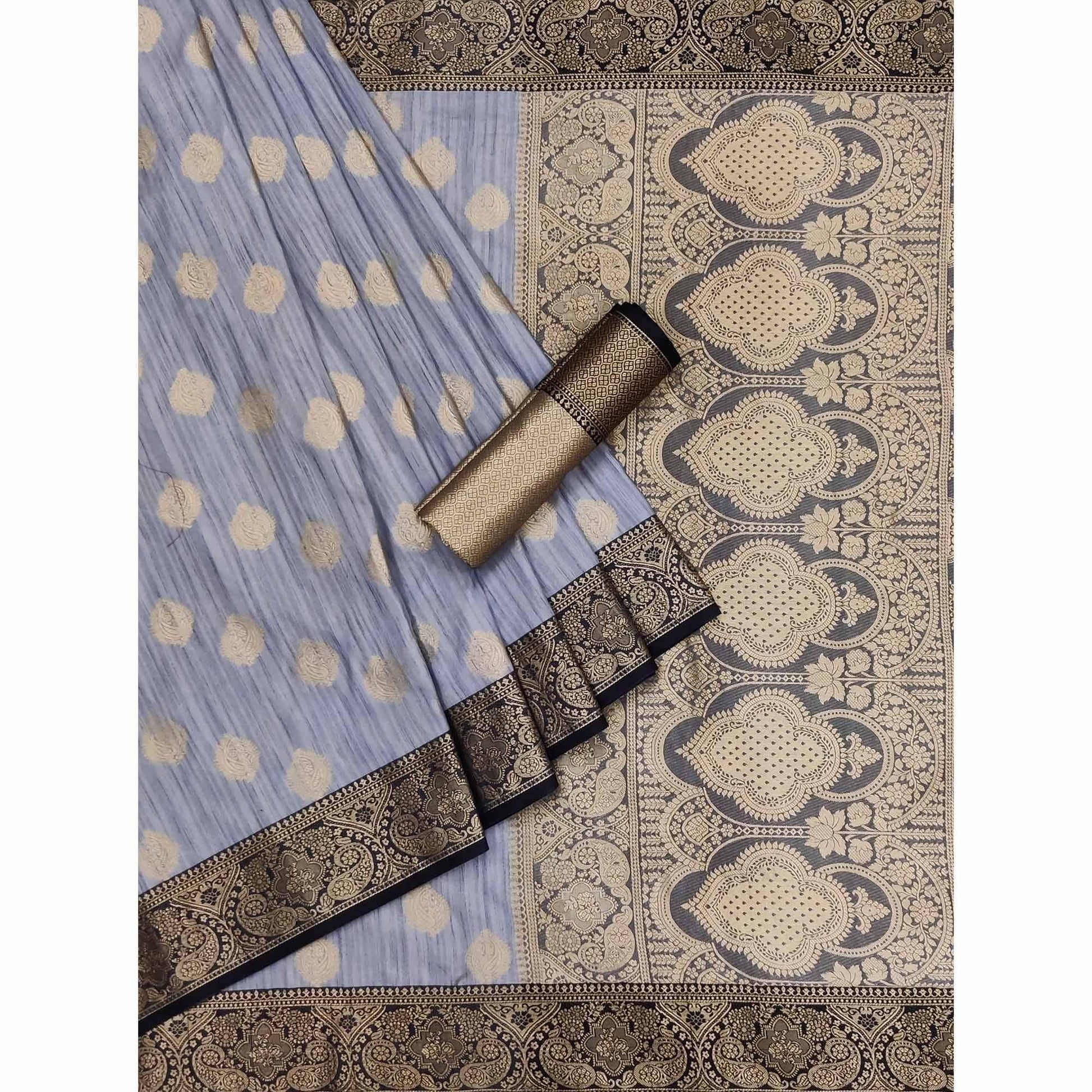 Grey Woven Art Silk Saree