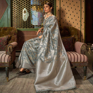Grey Woven Art Silk Saree