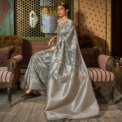 Grey Woven Art Silk Saree