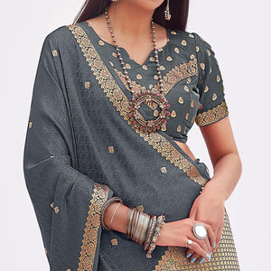 Grey Woven Banarasi Silk Saree