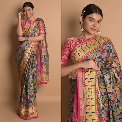 Grey Woven Brasso Saree