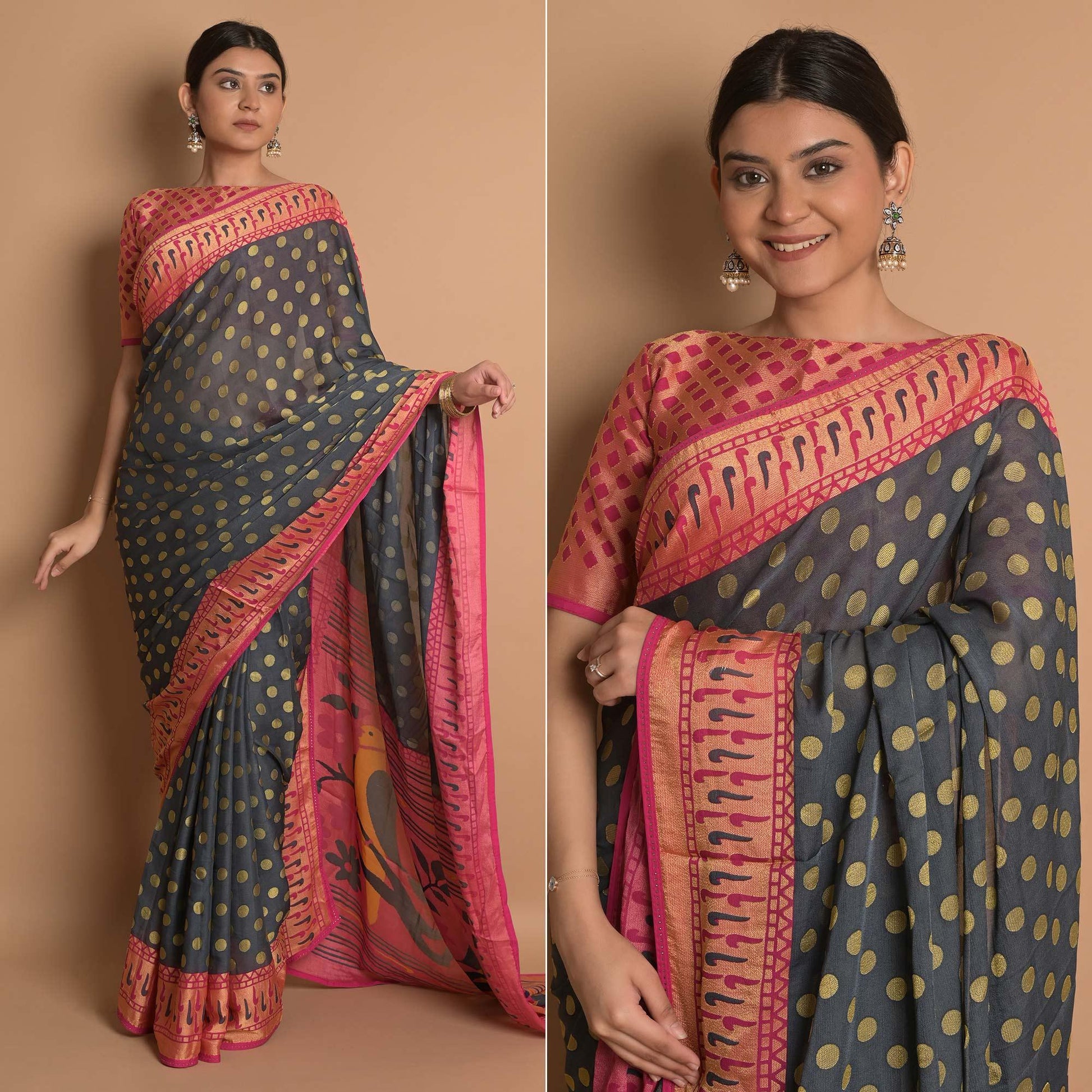 Grey Woven Brasso Saree