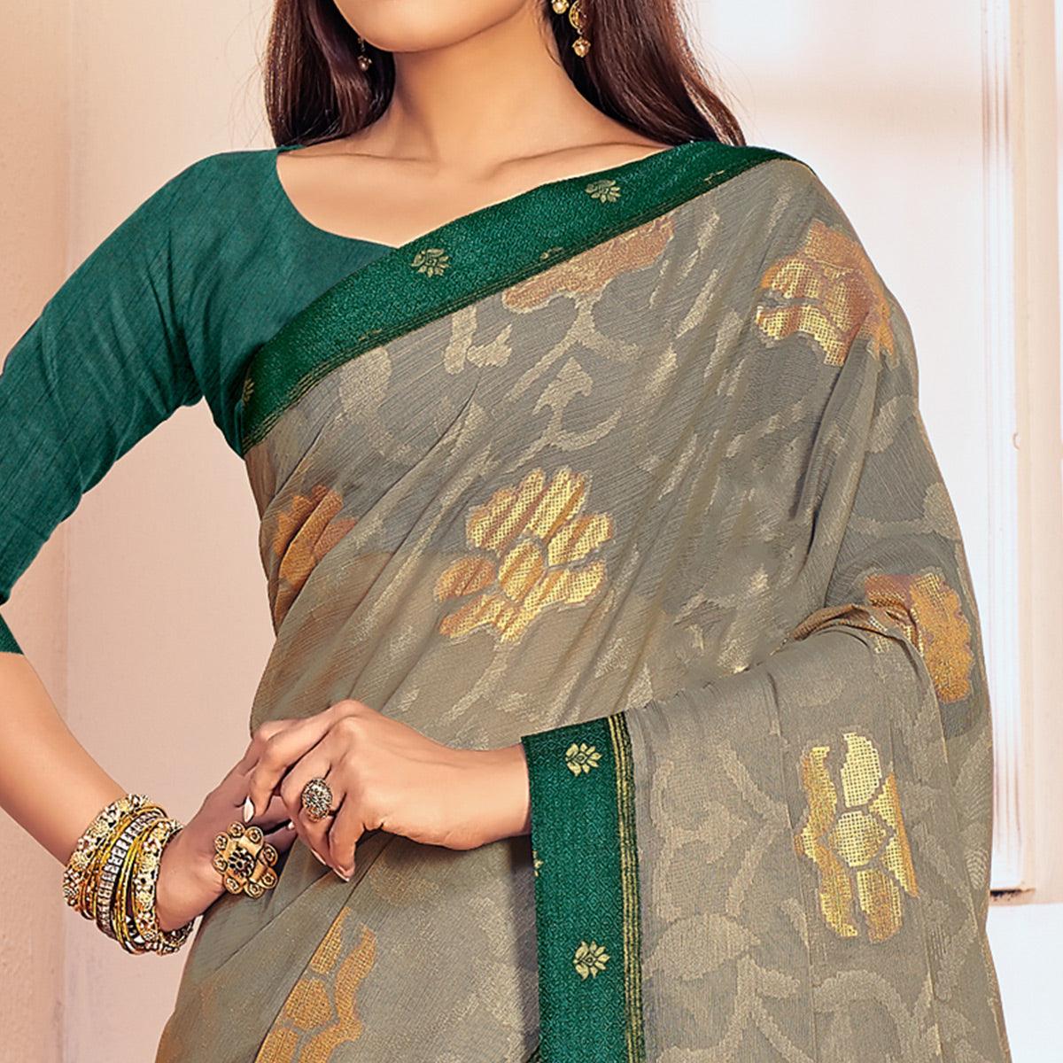 Grey Woven Brasso Saree