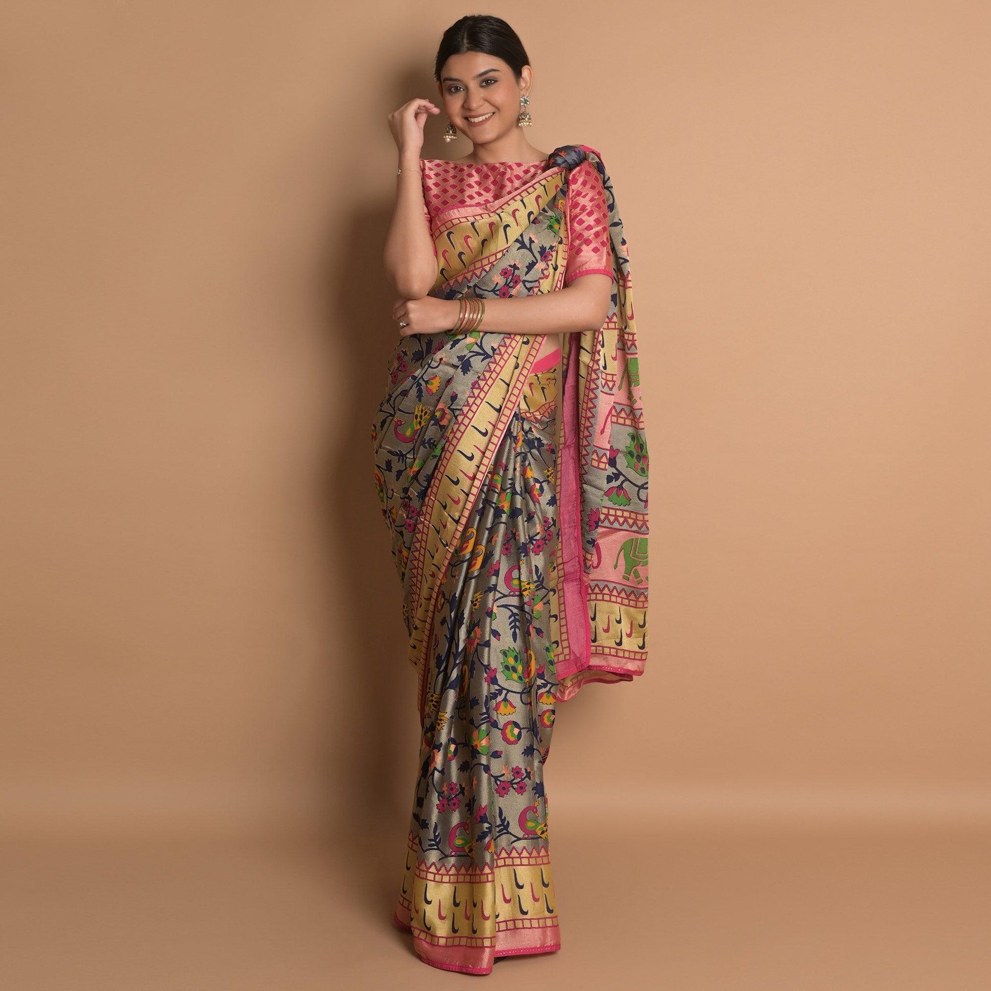Grey Woven Brasso Saree