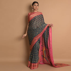 Grey Woven Brasso Saree