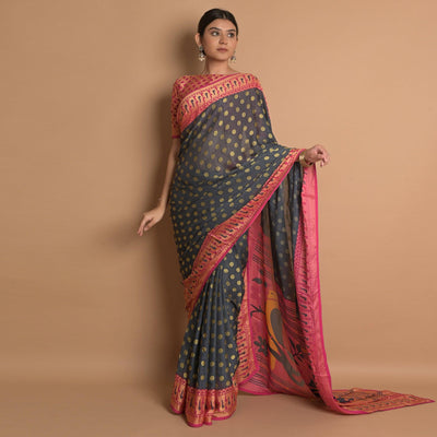 Grey Woven Brasso Saree