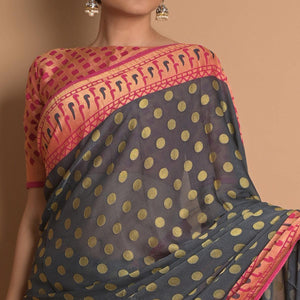 Grey Woven Brasso Saree