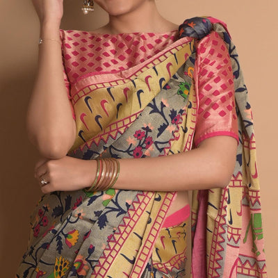 Grey Woven Brasso Saree