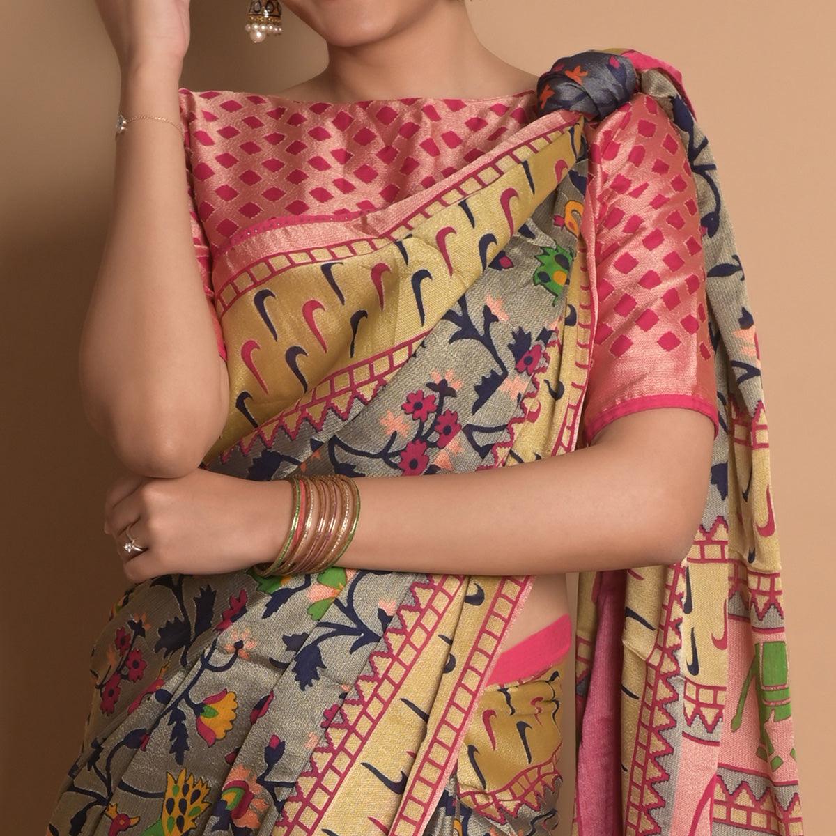 Grey Woven Brasso Saree