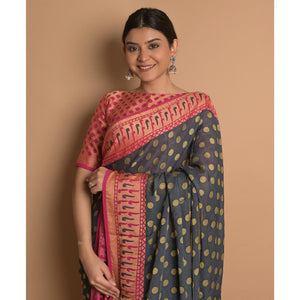Grey Woven Brasso Saree