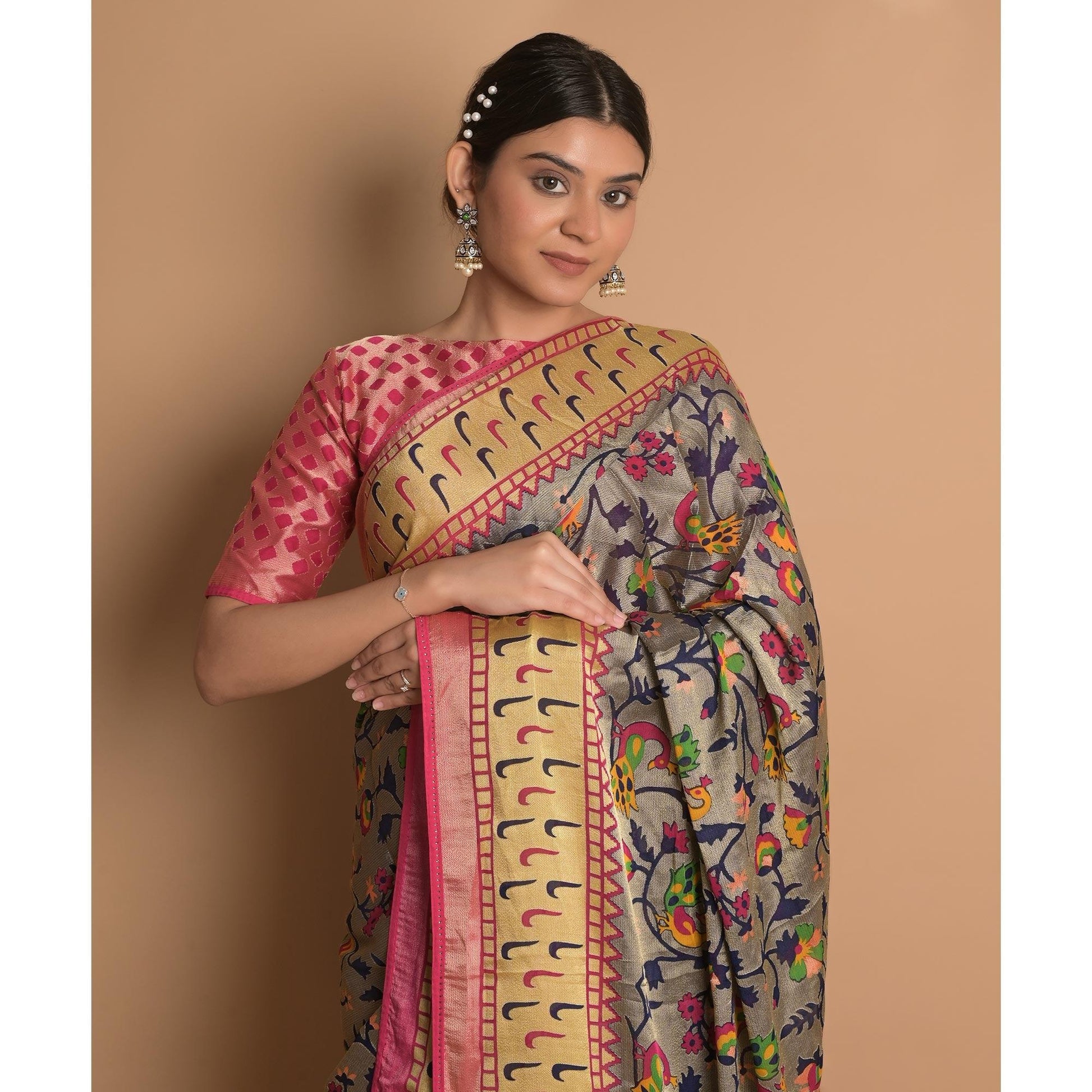 Grey Woven Brasso Saree