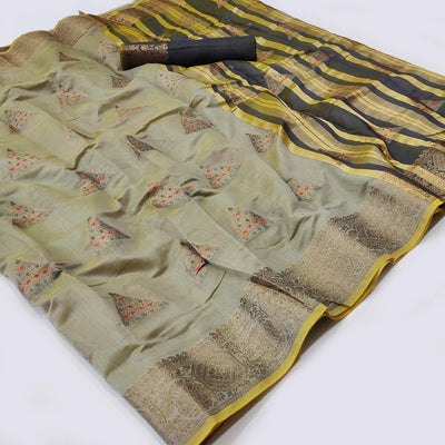 Grey Woven Cotton Silk Saree
