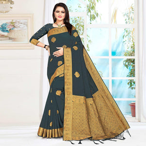 Grey Woven Cotton Silk Saree