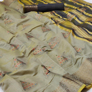 Grey Woven Cotton Silk Saree