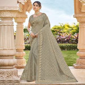 Grey Woven Georgette Saree