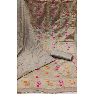 Grey Woven Jacquard Dress Material
