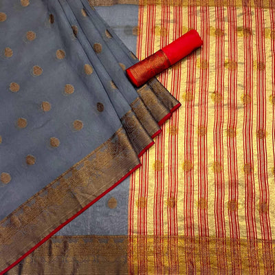 Grey Woven Linen Saree