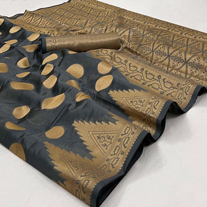 Grey Woven Organza Saree