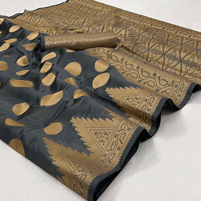 Grey Woven Organza Saree