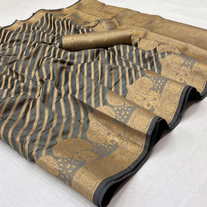 Grey Woven Organza Saree