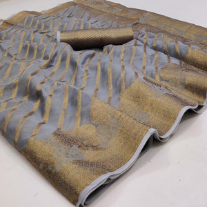 Grey Woven Organza Saree