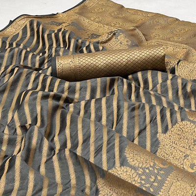 Grey Woven Organza Saree