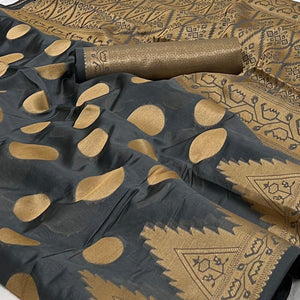 Grey Woven Organza Saree