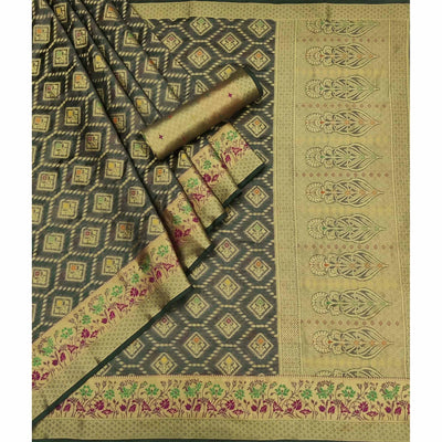 Grey Woven Organza Saree