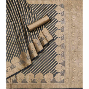 Grey Woven Organza Saree