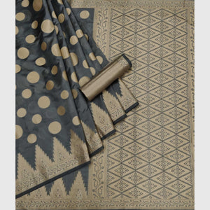 Grey Woven Organza Saree