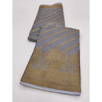 Grey Woven Organza Saree